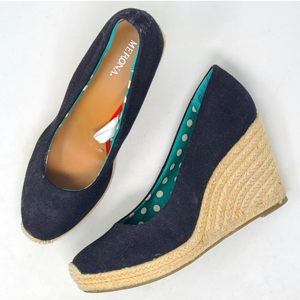 MERONA Canvas Espadrille Wedges Women's Size 9.5